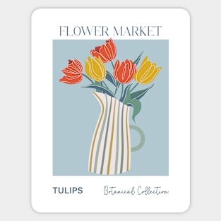 Trendy botanical print with bunch of tulips Sticker